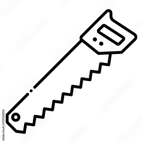 Hand Saw Tool Icon Illustration for Carpentry and Woodworking