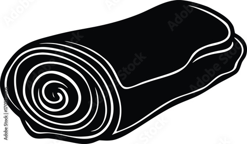  a rolled fabric or blanket showing texture and folds for home comfort and design silhouette vector
