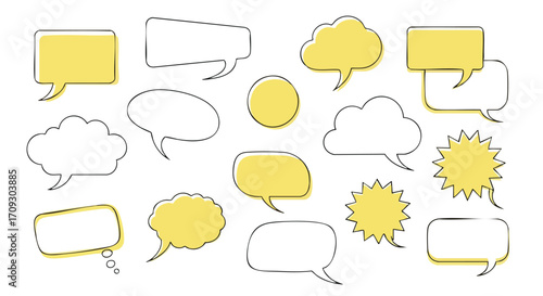 Trendy speech bubbles for your website or social media content, adding visual interest with engaging communication