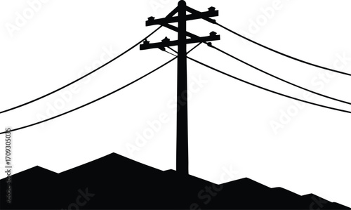 telephone wire pole silhouette vector illustration