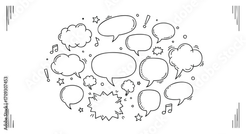 Blank speech bubbles and comic elements create dynamic space for your message ideas
