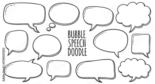 Hand drawn speech bubbles and thought clouds for creative communication and design projects