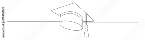 Continuous Line Drawing of Graduation Cap