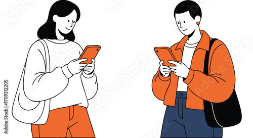 Trendy women connecting online using smartphones showcasing modern digital lifestyle and communication trends