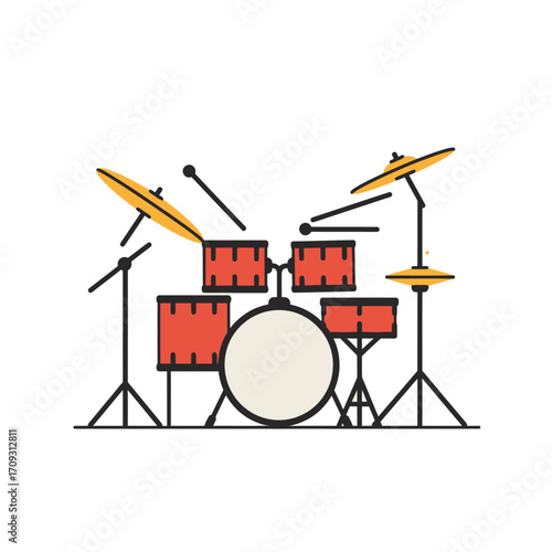 Modern Drum Set Vector Illustration