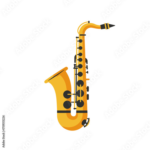 Golden Jazz Saxophone Vector Illustration