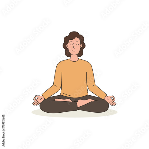 Vector art of a person meditating in a lotus position