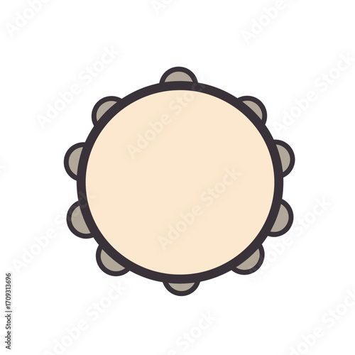 Flat Vector Illustration of Tambourine Percussion Instrument
