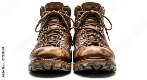 Rugged brown leather hiking boots ready for adventure