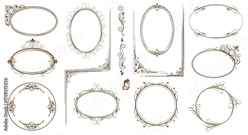 Elegant vintage ornamental frames and borders for timeless design projects