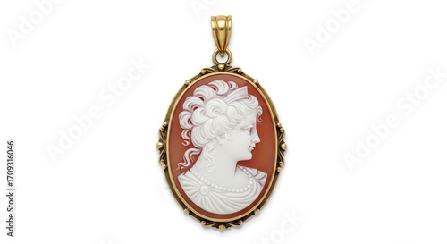 Elegant vintage cameo pendant with detailed carving