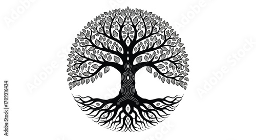 Elegant Tree of Life symbol with intricate details representing growth and connection