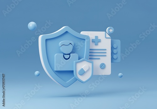 Healthcare insurance concept with patient security protection and medical record for healthcare reform and patient rights in clinic or hospital insurance coverage