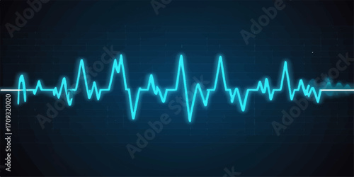 Heart health ekg cardiogram wave line graphic illustrating a medical heartbeat on a monitor