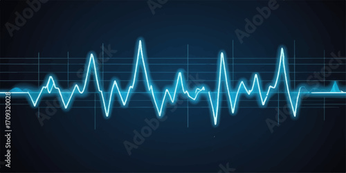 A continuous green line on a monitor shows a medical electrocardiogram of a healthy heartbeat