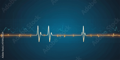 Heart monitor abstract medical health vector cardiogram blue line graph