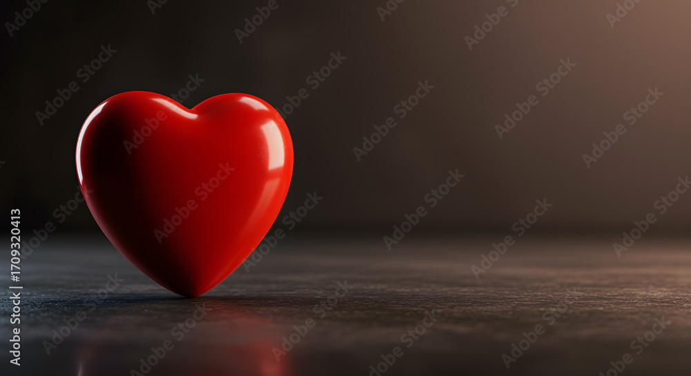 Fototapeta premium Red Heart Symbol on Dark Surface
