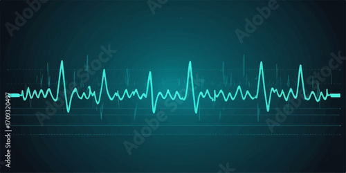 Heartbeat on a medical monitor with a green EKG wave graph illustrating a healthy pulse rate