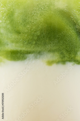 Layered Macro Image of a Matcha Latte Texture