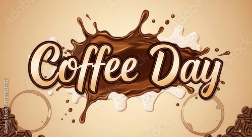 Celebrate International Coffee Day with this dynamic splash and bean design.