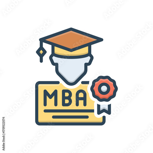 Color illustration icon for mba