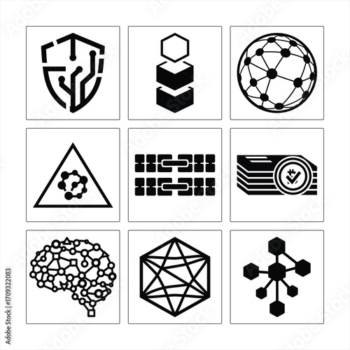Black And White Vector Icons Representing Technology And Innovation For Modern Graphic Designs