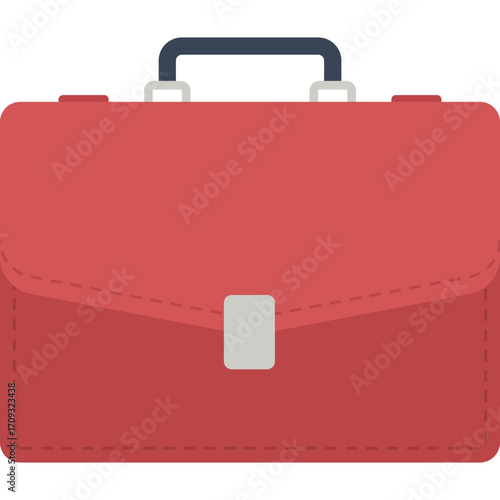 Red briefcase with silver clasp, professional business accessory illustration ideal for office or career themes.

