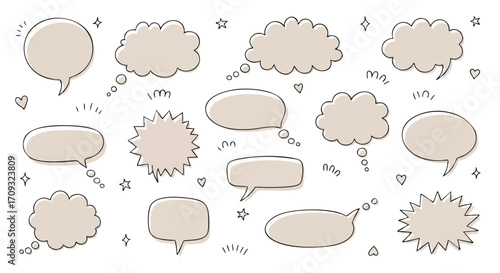 Whimsical speech bubbles and thought clouds inspire creative communication and idea generation