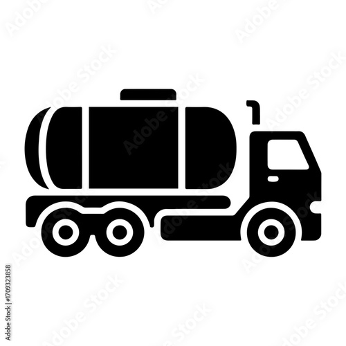 Minimal Vector Icon Pictogram of Industrial Tanker Truck