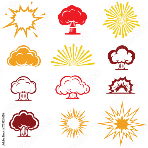 Explosive and vibrant set of burst symbols perfect for adding dynamic energy to designs