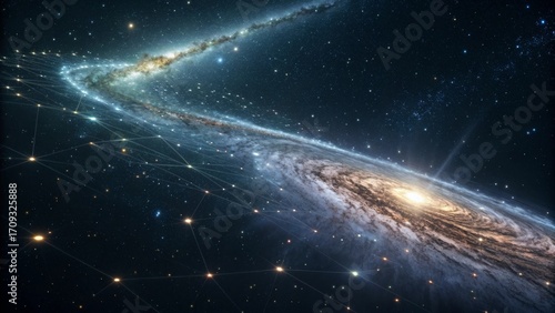 Wallpaper Mural Interconnected Galaxy Network: Digital Space Data Visualization Torontodigital.ca