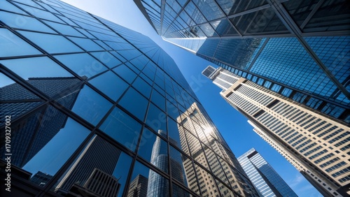 Wallpaper Mural Dynamic Cityscape: Glass Skyscrapers Reflecting Blue Sky Torontodigital.ca