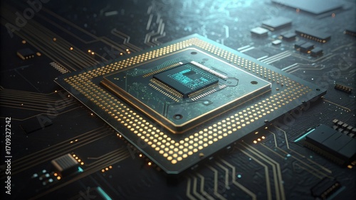 Wallpaper Mural Advanced Microchip Processor on Dark Circuit Board Background Torontodigital.ca