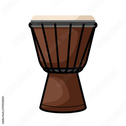 Flat Vector Illustration of Djembe African Drum