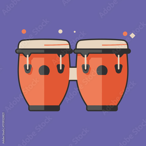 Vector Illustration of Bongo Drums Percussion