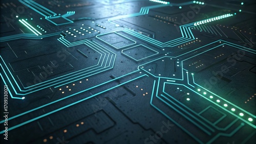 Wallpaper Mural Futuristic Digital Circuit Board Data Flow Background Torontodigital.ca