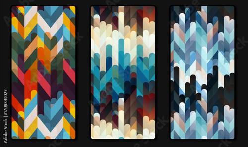Zigzag geometric. Seamless pattern pack. Phone covers.