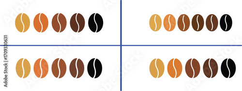 Coffee bean set. Isolated coffe beans on white background