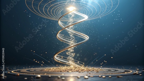 Wallpaper Mural Futuristic DNA Double Helix Golden Particle Energy Flow Torontodigital.ca