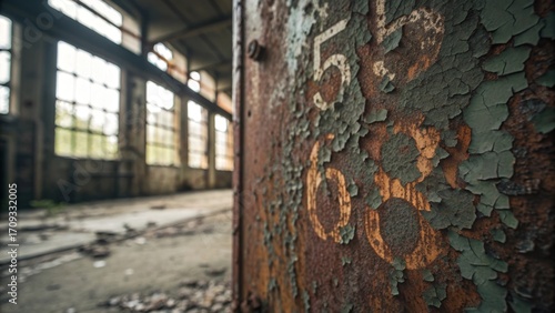 Wallpaper Mural Grungy Industrial Decay: Peeling Paint on Rusted Metal Wall Torontodigital.ca