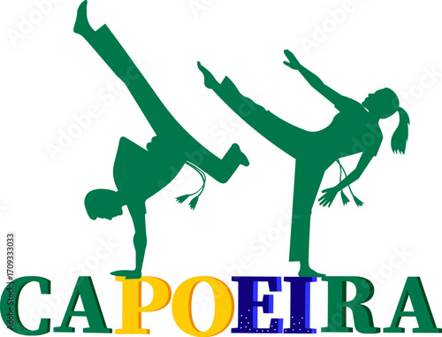 girl and boy capoeira silhouettes