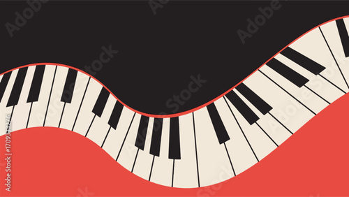 Illustration Of A Curved Piano With A Blank Background Vector Design Template