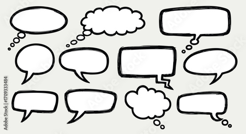 Express yourself with these hand-drawn comic speech bubbles for a creative and engaging conversation starter