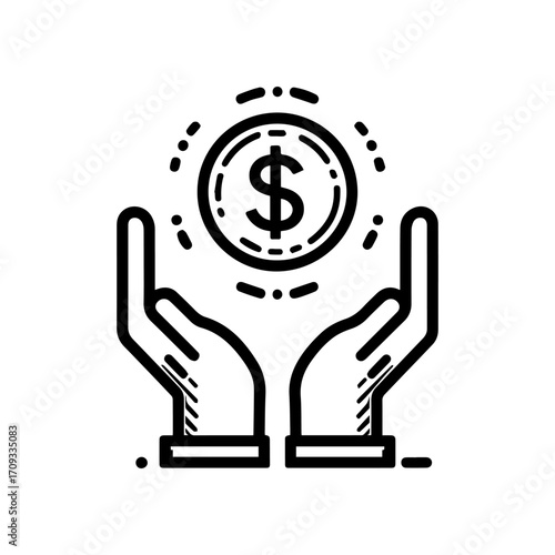 Protecting Financial Assets Two Hands Carefully Holding a Dollar Coin.