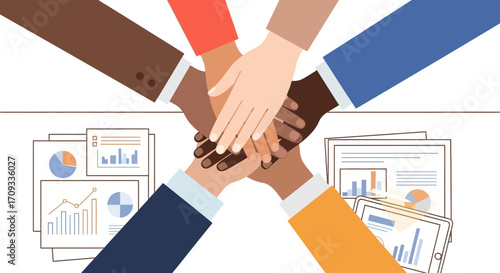Diverse Hands United Teamwork Collaboration.