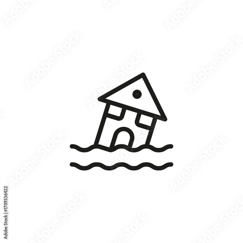 Editable Flood Icon House Disaster and Climate Change Vector Illustration