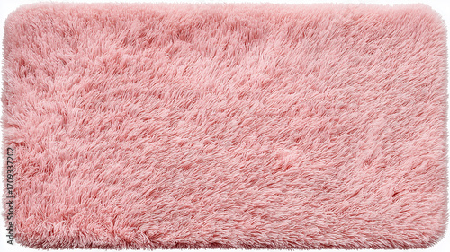 Pink fluffy bath mat
