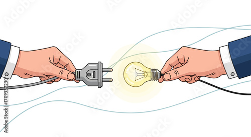Connecting a plug to a light bulb to symbolize a new idea.