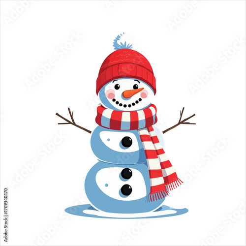 Illustration of a cute snowman, winter holiday season