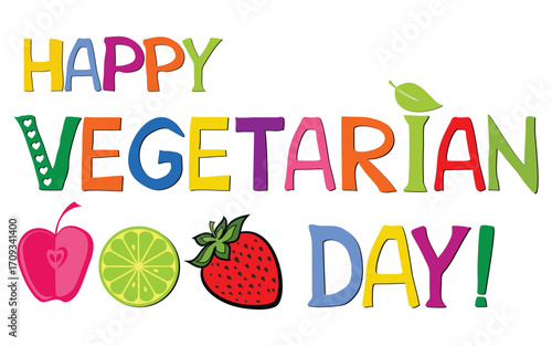 Happy vegetarian day.  November 1. Vector Illustration
